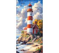 Phare Diamond Painting Paysage Diamond Painting Enfant DIY Peinture Diamant Adulte Kit Broderie Strass Canevas Kit Complet Adulte Mosaique Loisir Creatif, pour Decoration Chambre 30x90cm J - 38
