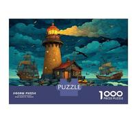 Phare d'naufrage Vintage 1000 Pièces Puzzle 3D - Carton Solide & Puzzle Défi Mental Les eaux rocheuses historiques - pour Teenagers 70x50cm/1000pcs Cadeau d'anniversaire