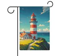 Phare - Drapeau de jardin à peinture diamant - 30,5 x 45,7 cm - Drapeau extérieur double face - Drapeau de cour d'été - Drapeau floral de bienvenue - Décorations de jardin saisonnières