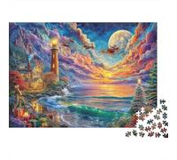 Phare en Bord de mer Puzzle 1000 Pièces Difficile Puzzles pour Adults DIY Jigsaw Puzzle Casse-tête De Jeu Familial Jouets De Défi 38x26cm/1000pcs
