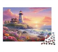 Phare Front de mer Casse-tête 1000 Pièces sans Poussière, Grand Puzzle Jeu De Patience pour Un Passe-Temps pour Adulte, Étoile du Cadeau De Noël 38x26cm/1000pcs