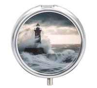 Phare in Storm Pilulier rond à 3 compartiments résistant à l'humidité portable pour vitamines et suppléments d'huile de poisson