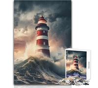 Phare inébranlable pour Adultes - Puzzle de 1000 pièces - Jeu éducatif et ludique et attentionné pour Toutes Les Occasions - Dimensions 50x75cm