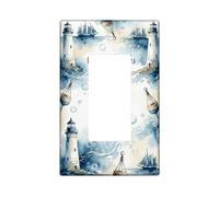 Phare - Interrupteur à bascule simple - Bouée nautique côtière en plastique bleu d'été - Taille standard - Plaque d'interrupteur décorative pour la maison, le salon, la chambre à coucher, la salle de