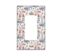 Phare - Interrupteur à bascule unique - Motif bateau nautique côtier et étoile de mer - En plastique bleu - Taille standard - Décoration pour la maison, le salon, l'appartement