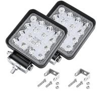 Phare led 12V 2 pieces aluminium abs 48W 16 led 6500K 10.5 cms 4.21" phare de travail led phare de travail led tracteur longue portée led 4x4 feux led 12v phare led 4x4