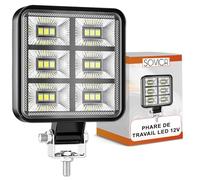 Phare led 12v aluminium abs 18 led 6500K 8.4 cm 3.34" IP65 phare de travail longue portée