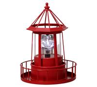 Phare LED à énergie solaire - Balise rotative à 360 degrés - Étanche - Rouge - Phare solaire avec balise rotative pour décoration de cour