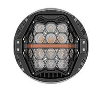 Phare LED Moto Phare LED Moto Emark Halo DRL 7 Pouces Feux Croisement/Haute Intensité Phares pour Road King 7 Pouces Moto Phare Avant(Amber DRL)