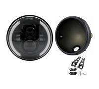 Phare LED Moto Phare LED Rond Universel Moto 7.5 Pouces Éclairage Distance Phare Moto 7.5 Pouces pour Café pour Racer Moto Phare Avant(B)