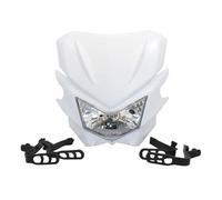 Phare LED Moto Phare Moto Universel H4 pour Kawasaki pour KLX 250 Plaque Phare 125 150 450 pour Café pour Racer Dirt Bike Motocross Feux Avant Moto(Blanc)