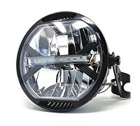 Phare LED Pour Moto Avec Supports de Fourche | Universel | Feu Permanent, Plein Phare et Croisement | 178mm en Diametre | Roadster | Streetfighter | Cafe Racer