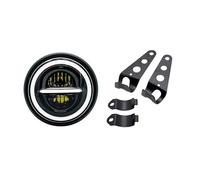 Phare LED Rond Noir De 7,5 Pouces Pour Moto Cafe Racer, Lampe Haute/basse Pour Pièces Support Kit Phares Moto(Light with bracket E)