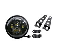 Phare LED Rond Noir De 7,5 Pouces Pour Moto Cafe Racer, Lampe Haute/basse Pour Pièces Support Kit Phares Moto(Light with bracket A)