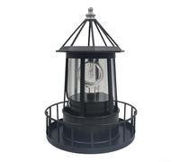 Phare LED rotatif à énergie solaire pour extérieur avec fer résistant aux intempéries et construction ABS Convient pour les jardins et les terrasses (Noir)