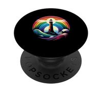 Phare LGBT Homosexuel Bateau Bord de Mer Rainbow Sailing PopSockets PopGrip Adhésif
