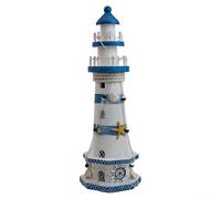 Phare méditerranéen - Décoration antique - Phare de plage - Décoration d'intérieur - Centre de table côtier pour table - Décoration rustique - Décoration de bord de mer (23 cm)