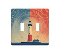 Phare minimaliste abstrait double gang plaque murale interrupteur décoration taille standard - 11,4 x 11,4 cm