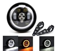 Phare moto 5,75 pouces, éclairage d'espacement universel des phares à LED avec support pour moto Cafe Racer (C)