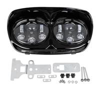 Phare Moto Blocs pour Route pour Glide pour FLTR 1998-2013 2012 Moto 5.75 "Double Lampe De Projecteur De Phare LED Moto Projecteurs Ensemble(Black)