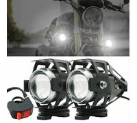 Phare Moto Feux Additionnels,U5 Phares Avant de Moto Anti Brouillard Projecteur Spot LED Moto 125W 3000LM Phares supplémentaires