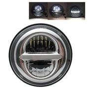 Phare Moto LED Phare Halo Angel Eyes 5 3/4" 5,75" pour Sportster XL 1200 883 Moto pour Triumph H4 50W Noir(Chrome A)