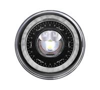 Phare Moto LED Phare LED Noir Et Chromé 7 Pouces + Feux Antibrouillard 4,5 Pouces Anneau Halo Clignotants Angel Eyes Phare Auxiliaire Moto Ensemble 7 Pouces(01 Black)