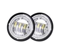 Phare Moto LED Phare LED Noir Et Chromé 7 Pouces + Feux Antibrouillard 4,5 Pouces Anneau Halo Clignotants Angel Eyes Phare Auxiliaire Moto Ensemble 7 Pouces(02 Chrome)