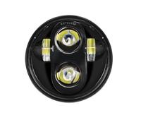 Phare Moto LED Phare Moto 5,75 Pouces Phare Moto 5 3/4 Pouces DRL pour Dyna pour Iron 883 pour Street pour Bob FXDB VRSVD VRSCDX XG Lampe Moto Ronde(40W Black)