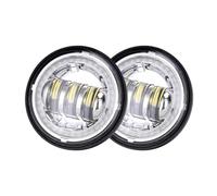Phare Moto Phare LED 7 Pouces + Feux Antibrouillard 4,5 Pouces Anneau Halo Clignotants Angel Eyes Phare Auxiliaire pour Moto 7 Pouces Phares(02 Chrome)