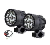 Phare Moto Phares Auxiliaires À 9 LED pour Feux Moto 12-80 V Haut/Bas/Stroboscope Longue Portée pour Feu Antibrouillard Supplémentaire pour Moto Motocross Phare Avant Moto(2pcs with Switch A)