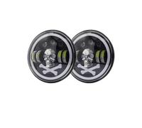 Phare Moto Phares LED RGB 7 Pouces Tête Mort Halo Yeux D'ange Feux Jour Tête Mort Œil Du Diable Fantôme Rond Pour C10 Pour Pick-up Pour Camaro LED Phares(2Pcs)