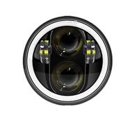 Phare Moto Phares Moto À LED 5.75 Pouces Halo Noir Angel Eyes pour Sportster 1200 883 pour Street 500 750 Projecteur 5-3/4 Pouces Phare LED Moto(40W Black B)