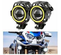 Phare Moto U7 LED Phare Avant Moto Antibrouillard Spotlight DRL Universal Imperméable Feux Additionnels Moto avec Blanc Cercle