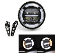 Phare moto universel 6,8" LED avec feux diurnes clignotants pour Cafe Racer Bobber Chopper Phare avant