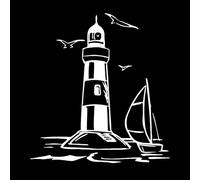 Phare Océan Mer Paysage Marin Stickers muraux 54x57.9cm Modification et ajout d'informations possibles Blanc