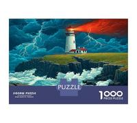 Phare Orage Puzzle 1000 Pièces - Papier Recyclé Vagues tempêtes océan & Puzzle Art - Cadeau pour Puzzle-Lovers 38x26cm/1000pcs