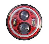 Phare Phare Led Rond Tout-terrain De 7 Pouces, Faisceau Hi/Lo, Anneau Halo, Clignotant Ambre, Pour 88 924S Pour 928 Pour BENZ G55 G(Rouge)