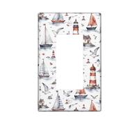 Phare - Plaque murale décorative en plastique rouge de taille standard pour interrupteur à bascule - Pour maison, salon, chambre à coucher, salle de bain