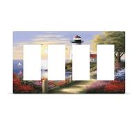 Phare - Plaque murale décorative en polycarbonate thermoplastique de qualité supérieure - Motif peinture diamant - 4 interrupteurs à vis cachées