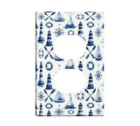 Phare - Plaques de prise de courant duplex - Plaque murale en plastique bleu d'été - Plaque frontale en plastique de taille standard pour prises électriques pour nouvel appartement, maison, chambre à