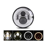 Phare Pour Land Pour Rover Pour Defender 90 110 1995 1997 7 ''LED DRL Phare 45w 4x4 7 Pouces Rond Halo Phares 7" LED Phare Avec/pas De Clignotant Ambre(1 Piece halo chrome)