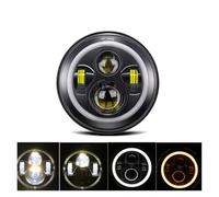 Phare pour Nissan pour Patrol Y60 pour Safari pour BENZ-G55 7 ''LED Phare DRL 45w 4x4 7 Pouces Phares Halo Ronds 7" Phare LED avec/Pas De Clignotant Ambre Phares(1 Piece Halo Black)