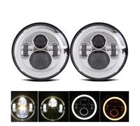 Phare pour Nissan pour Patrol Y60 pour Safari pour BENZ-G55 7 ''LED Phare DRL 45w 4x4 7 Pouces Phares Halo Ronds 7" Phare LED avec/Pas De Clignotant Ambre Phares(2 Piece Halo Chrome)