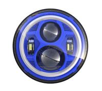 Phare Pour Uaz4x4 Pour Jungle Pour Hunter Hors Route Moto 7 Pouces Phare LED Rond Salut/Lo Faisceau Lumineux Halo Anneau Ambre Clignotant Phare(Bleu)