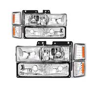 Phare Principal pour Chevrolet pour Chevy C/K 1500 2500 3500 1994-1999 Ensemble De Phares en Cristal sans Ampoule Pickup Truck OEM NO GM2502101 Lampe Automatique Phares Dynamiques(Pair Left Driving)