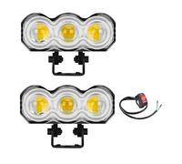 Phare Projecteur LED Pour Moto Tout-terrain, Phare Super Lumineux À 3 Lentilles Blanc Jaune RVB Feu Travail Feux Route/croisement Feu Brouillard Phares Avant Assemblage(2PCS Switch)