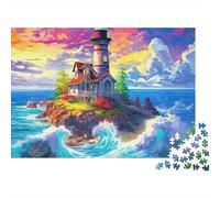 Phare Puzzle 1000 Pièces - Challenge Zen, Carte Géographique À Assembler, Poster Inclus, Cadeau Éducatif, 52x38cm/1000pcs