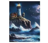 Phare Puzzles 500 Pièces Adultes, Puzzle en Bois Jeux D'adresse pour Toute La Famille,Jeu De Team Building 55×41cm