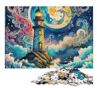 Phare Puzzles en Bois Adultes 300 Pièces Family Games Jeux Éducatifs Cadeaux d'anniversaire pour Décoration Intérieure Stress Relief Toy 300pcs (40x28cm)